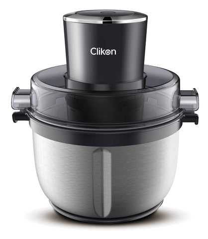 CLIKON 2 LITRE ELECTRIC FOOD CHOPPER/MEAT PROCESSOR WITH 4 BLADE POWER CHOPPING, EASY PUSH 2 SPEED OPERATION, DETACHABLE SS QUAD BLADES, 350 WATTS, 2 YEAR WARRANTY